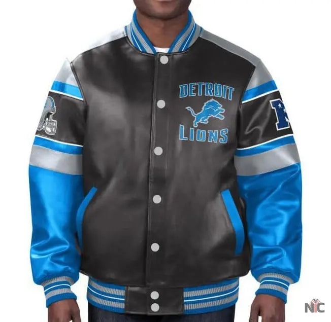 NFL Detroit Lions Leather Jacket Buzbee Jackets