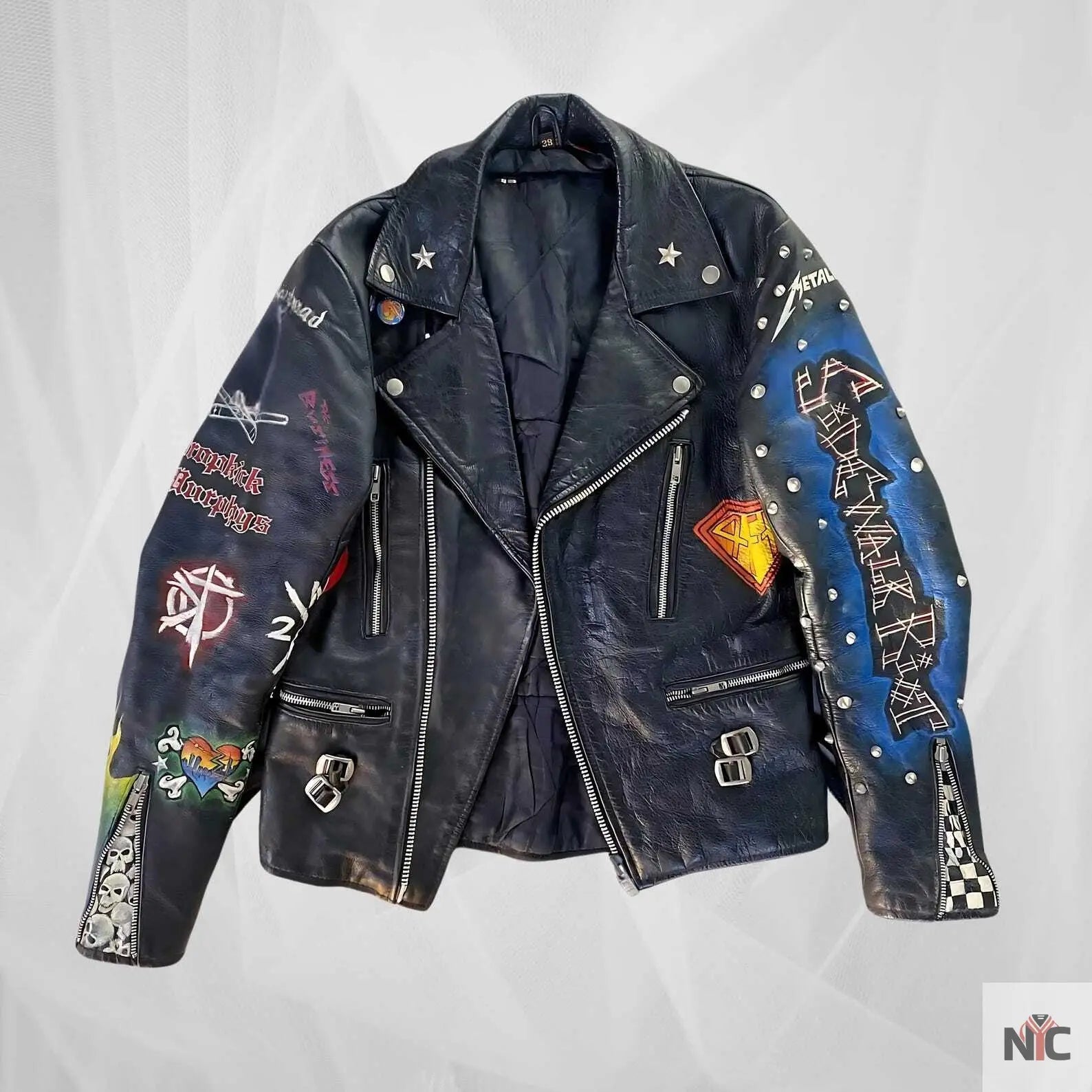 Vintage Punk Rock Hand-Painted Leather Jacket Buzbee Jackets