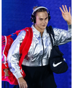 Aryna Sabalenka 2025 US Open Silver Crop Jacket