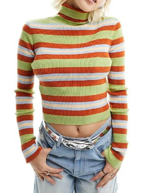 The Girlfriend Olivia Cooke Multicolor Striped Ribbed Sweater