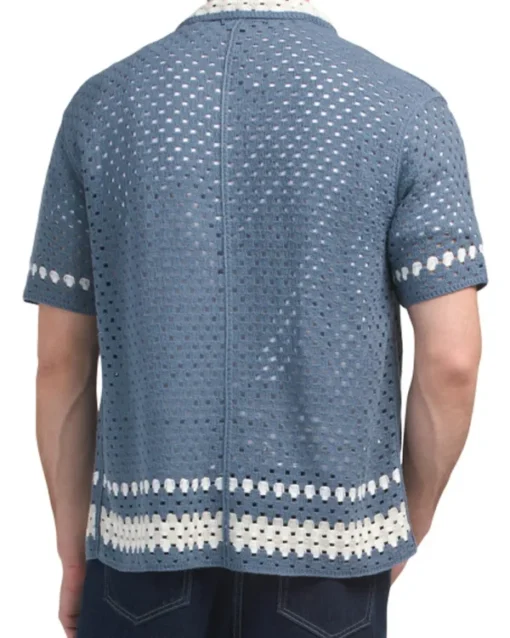 Bachelor In Paradise S10 Spencer Conley Blue Crochet Knit Shirt