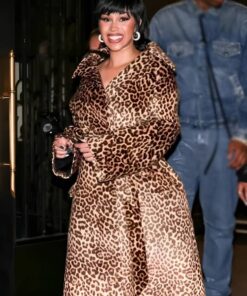 Cardi B EE72 Magazine Launch Party Leopard Trench Coat