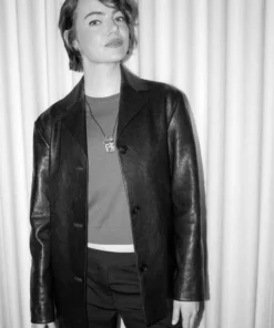 Emma Stone Bugonia Black Leather Jacket