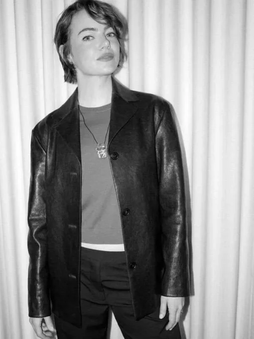 Emma Stone Bugonia Black Leather Jacket