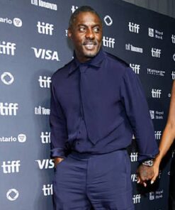 Idris Elba 2025 Toronto International Film Festival Blue Satin Shirt