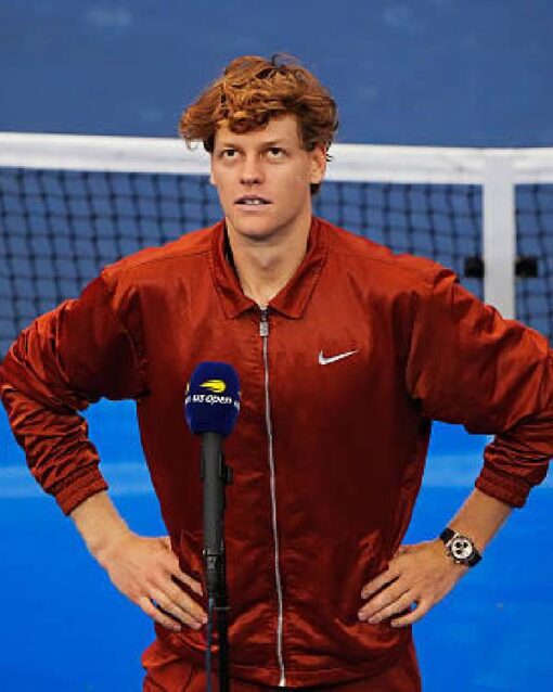 Jannik Sinner US Open 2025 Orange Nike Zipper Jacket
