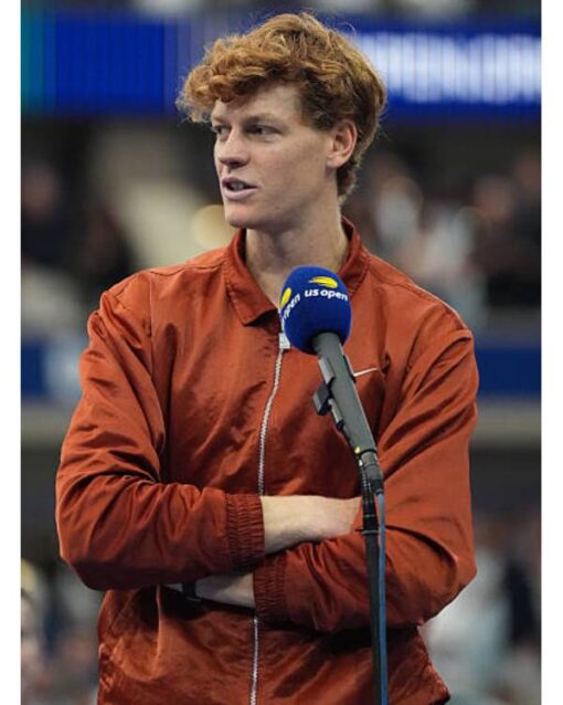 Jannik Sinner US Open 2025 Orange Nike Zipper Jacket