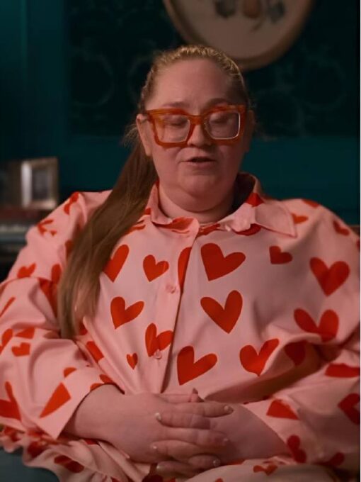 The Inheritance S01 Hannah Pink & Red Heart Print Blouse