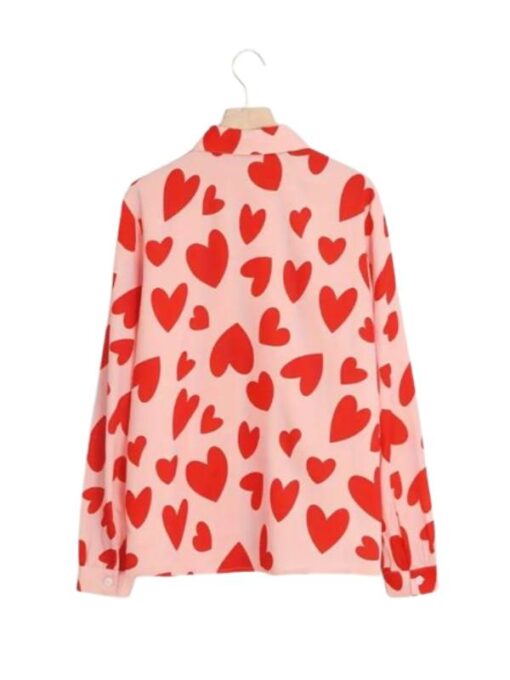 The Inheritance S01 Hannah Pink & Red Heart Print Blouse