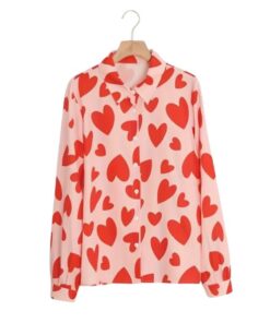 The Inheritance S01 Hannah Pink & Red Heart Print Blouse