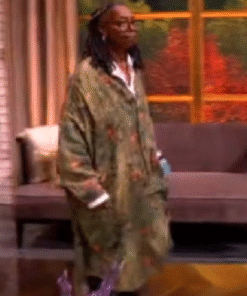 The View 2025 Whoopi Goldberg Green Floral Long Shirt Jacket