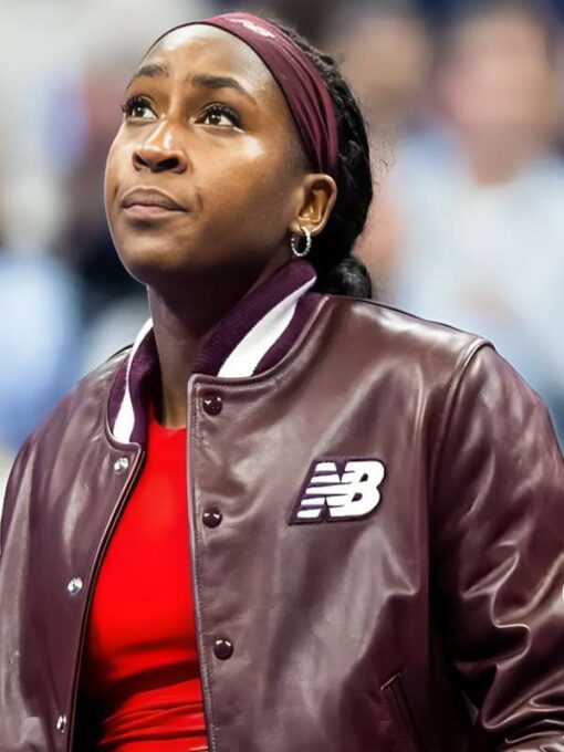 US Open 2025 Coco Gauff Leather Varsity Jacket