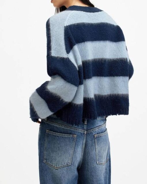 Invasion Olivia-Mai Barrett Blue V-Neck Cropped Sweater